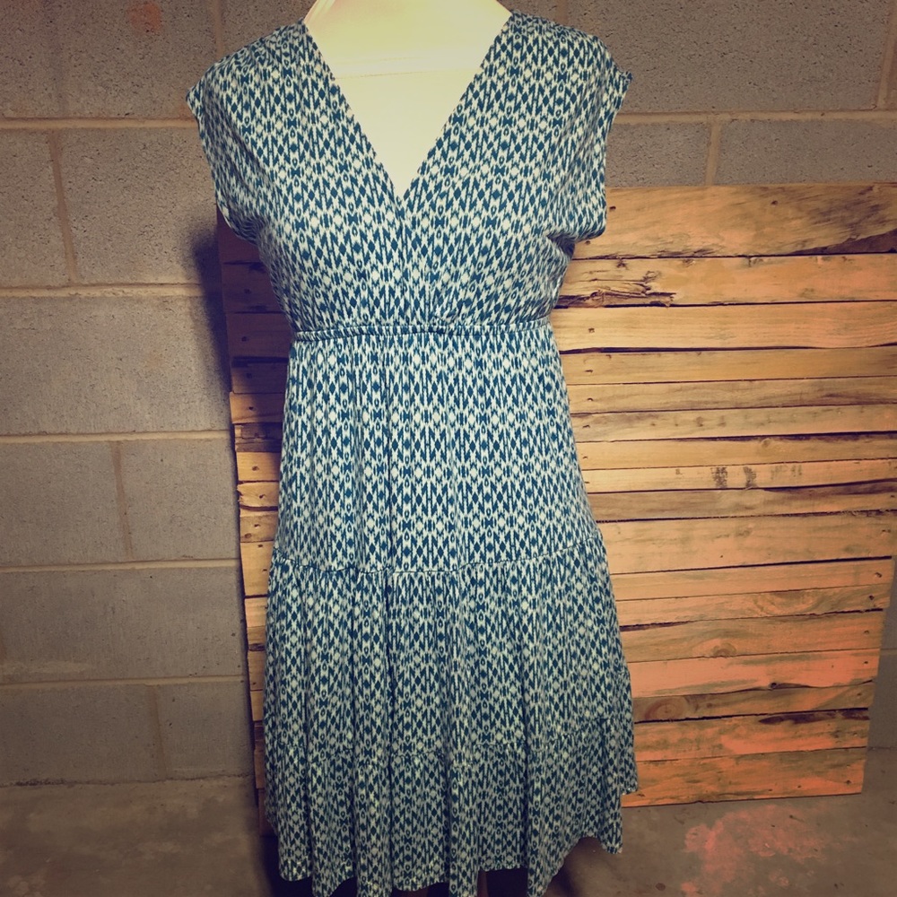 New York & Company Blue & White Sun Dress